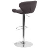 Contemporary Charcoal Fabric Adjustable Height Barstool with Curved Back and Chrome Base