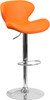 Contemporary Orange Vinyl Adjustable Height Barstool with Curved Back and Chrome Base