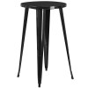 24'' Round Black Metal Indoor-Outdoor Bar Table Set with 2 Square Seat Backless Stools