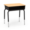 785 Series Student Desk with Plastic Book Box, 18" x 24" Hard Plastic Top, Black Book Box, Fusion Maple Top, Char Black Frame - Set of 2 Desks