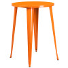 30'' Round Orange Metal Indoor-Outdoor Bar Table Set with 2 Cafe Stools