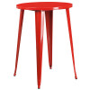 30'' Round Red Metal Indoor-Outdoor Bar Table Set with 2 Cafe Stools