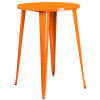 30'' Round Orange Metal Indoor-Outdoor Bar Table Set with 4 Cafe Stools