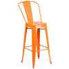 30'' Round Orange Metal Indoor-Outdoor Bar Table Set with 4 Cafe Stools