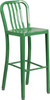 30'' High Green Metal Indoor-Outdoor Barstool with Vertical Slat Back