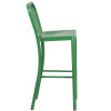 30'' High Green Metal Indoor-Outdoor Barstool with Vertical Slat Back
