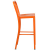 30'' High Orange Metal Indoor-Outdoor Barstool with Vertical Slat Back