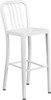 30'' High White Metal Indoor-Outdoor Barstool with Vertical Slat Back