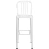 30'' High White Metal Indoor-Outdoor Barstool with Vertical Slat Back