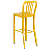 30'' High Yellow Metal Indoor-Outdoor Barstool with Vertical Slat Back