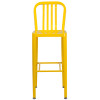 30'' High Yellow Metal Indoor-Outdoor Barstool with Vertical Slat Back