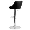 Contemporary Black Vinyl Bucket Seat Adjustable Height Barstool with Diamond Pattern Back and Chrome Base