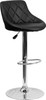 Contemporary Black Vinyl Bucket Seat Adjustable Height Barstool with Diamond Pattern Back and Chrome Base