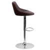 Contemporary Brown Vinyl Bucket Seat Adjustable Height Barstool with Diamond Pattern Back and Chrome Base