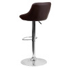 Contemporary Brown Vinyl Bucket Seat Adjustable Height Barstool with Diamond Pattern Back and Chrome Base