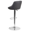 Contemporary Gray Vinyl Bucket Seat Adjustable Height Barstool with Chrome Base