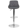 Contemporary Gray Vinyl Bucket Seat Adjustable Height Barstool with Chrome Base