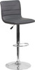 Contemporary Gray Vinyl Adjustable Height Barstool with Horizontal Stitch Back and Chrome Base