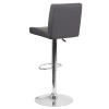 Contemporary Gray Vinyl Adjustable Height Barstool with Panel Back and Chrome Base