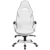 High Back White Vinyl Executive Swivel Office Chair with Black Trim and Arms