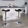 Contemporary Black Vinyl Adjustable Height Barstool with Wavy Seat and Chrome Base