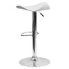 Contemporary White Vinyl Adjustable Height Barstool with Wavy Seat and Chrome Base