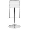 Contemporary White Plastic Adjustable Height Barstool with Chrome Drop Frame