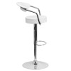 Contemporary White Vinyl Adjustable Height Barstool with Arms and Chrome Base