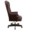 High Back Traditional Fully Tufted Brown Leather Executive Swivel Ergonomic Office Chair with Arms