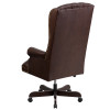 High Back Traditional Fully Tufted Brown Leather Executive Swivel Ergonomic Office Chair with Arms