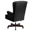 High Back Traditional Tufted Black Leather Executive Ergonomic Office Chair with Oversized Headrest & Nail Trim Arms