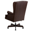 High Back Traditional Tufted Brown Leather Executive Ergonomic Office Chair with Oversized Headrest & Nail Trim Arms