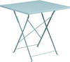 28'' Square Sky Blue Indoor-Outdoor Steel Folding Patio Table
