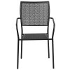 Black Indoor-Outdoor Steel Patio Arm Chair with Square Back