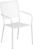 White Indoor-Outdoor Steel Patio Arm Chair with Square Back