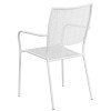 White Indoor-Outdoor Steel Patio Arm Chair with Square Back