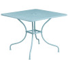 35.5'' Square Sky Blue Indoor-Outdoor Steel Patio Table