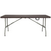 29''W x 71''L Bi-Fold Brown Rattan Plastic Folding Table