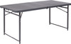 23.5''W x 48.25''L Height Adjustable Bi-Fold Dark Gray Plastic Folding Table with Carrying Handle