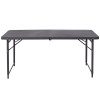 23.5''W x 48.25''L Height Adjustable Bi-Fold Dark Gray Plastic Folding Table with Carrying Handle