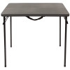 34'' Square Bi-Fold Dark Gray Plastic Folding Table with Carrying Handle