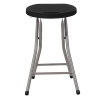 Foldable Stool with Black Plastic Seat and Titanium Frame