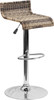 Contemporary Wicker Adjustable Height Barstool with Waterfall Seat and Chrome Base