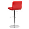 Contemporary Red Quilted Vinyl Adjustable Height Barstool with Chrome Base