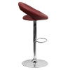 Contemporary Burgundy Vinyl Rounded Orbit-Style Back Adjustable Height Barstool with Chrome Base