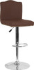 Bellagio Contemporary Adjustable Height Barstool with Accent Nail Trim in Brown Fabric