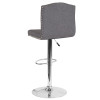 Bellagio Contemporary Adjustable Height Barstool with Accent Nail Trim in Dark Gray Fabric