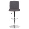 Bellagio Contemporary Adjustable Height Barstool with Accent Nail Trim in Dark Gray Fabric