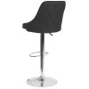 Trieste Contemporary Adjustable Height Barstool in Black Fabric
