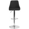 Trieste Contemporary Adjustable Height Barstool in Black Fabric